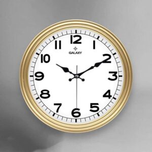 Galaxy Klasik Kadran Sessiz Akar Klasik Rakamlı Ev ve Ofis Duvar Saati – 30 Cm Gold
