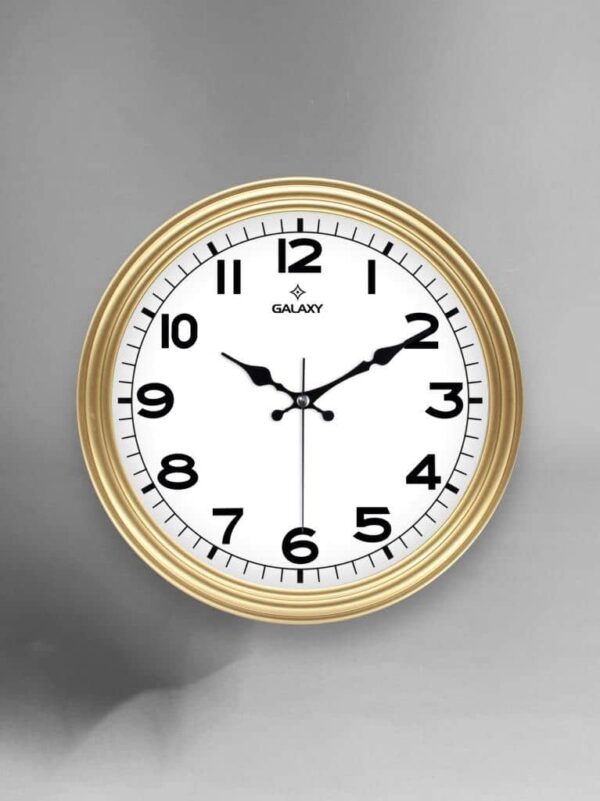 Galaxy Klasik Kadran Sessiz Akar Klasik Rakamlı Ev ve Ofis Duvar Saati – 30 Cm Gold