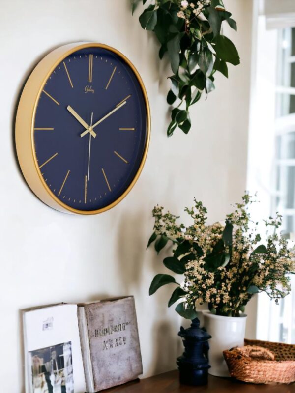Galaxy Eskitme Metal Görünümlü Sessiz Akar Rakamsız Modern Ev ve Ofis Duvar Saati – 30 Cm - Görsel 2