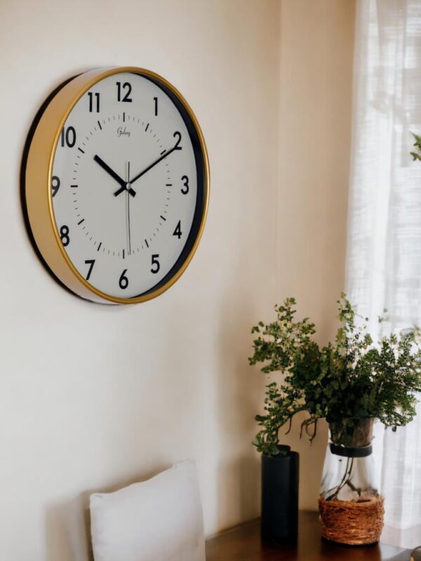 Galaxy Eskitme Metal Görünümlü Sessiz Akar Klasik Rakamlı Modern Ev ve Ofis Duvar Saati – 30 Cm - Görsel 2