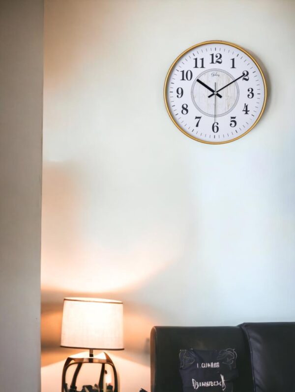 Galaxy Eskitme Kadran Sessiz Akar Klasik Rakamlı Ev ve Ofis Duvar Saati – 30 Cm Gold - Görsel 3