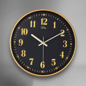 Galaxy Eskitme Kadran Sessiz Akar Klasik Rakamlı Ev ve Ofis Duvar Saati – 30 Cm Gold / Lacivert