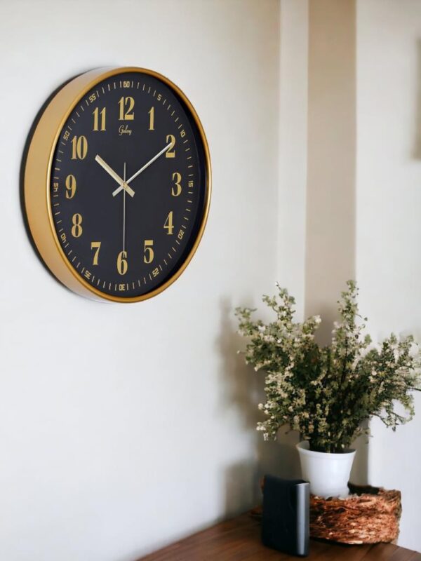 Galaxy Eskitme Kadran Sessiz Akar Klasik Rakamlı Ev ve Ofis Duvar Saati – 30 Cm Gold / Lacivert - Görsel 2