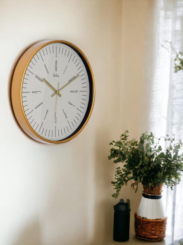 Galaxy Eskitme Kadran Sessiz Akar Klasik Rakamlı Ev ve Ofis Duvar Saati – 30 Cm Gold / Beyaz - Görsel 2