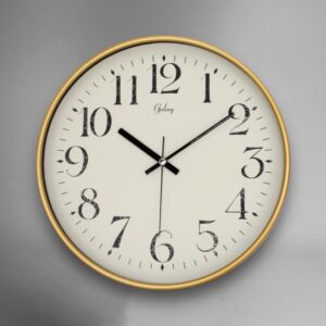 Galaxy Eskitme Kadran Sessiz Akar Klasik Rakamlı Ev ve Ofis Duvar Saati – 30 Cm Gold / Beyaz