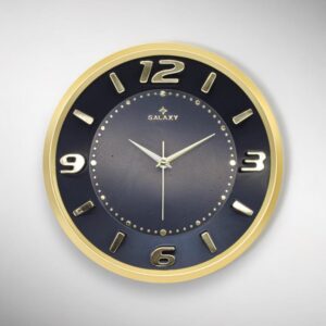 Galaxy Exclucive Serisi Kabartma Klasik Rakamlı Ev ve Ofis Duvar Saati – 30 Cm Lacivert / Gold