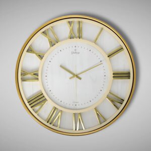 Galaxy Premium Serisi Modern Tasarımlı Roma Rakamlı Ev ve Ofis Duvar Saati – 40 Cm Gold / Beyaz