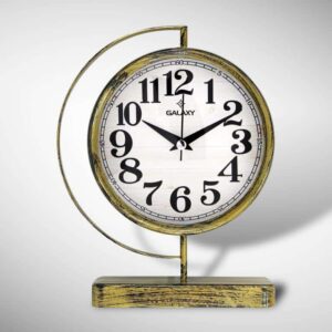 Galaxy Premium Serisi Modern Metal Kadranlı Klasik Rakamlı Ev ve Ofis Masa Saati – 20 Cm Gold