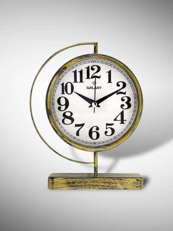 Galaxy Premium Serisi Modern Metal Kadranlı Klasik Rakamlı Ev ve Ofis Masa Saati – 20 Cm Gold