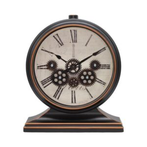 Efe Mark Premium Serisi Antik Eskitme Kadranlı Döner Çarklı Roma Rakamlı Ev ve Ofis Duvar / Masa Saati 32x28 Cm Bakır