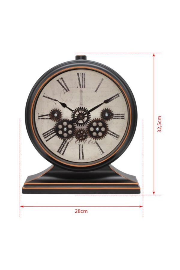 Efe Mark Premium Serisi Antik Eskitme Kadranlı Döner Çarklı Roma Rakamlı Ev ve Ofis Duvar / Masa Saati 32x28 Cm Bakır - Görsel 2
