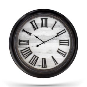 Efe Mark Premium Serisi Antik Eskitme Klasik Tasarım Roma Rakamlı Ev ve Ofis Duvar Saati 75 Cm Siyah