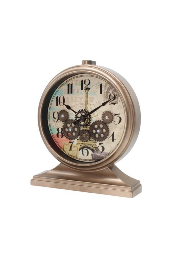 Efe Mark Premium Serisi Modern Kadranlı Döner Çarklı Klasik Rakamlı Ev ve Ofis Duvar / Masa Saati 32x28 Cm Bronz - Görsel 5