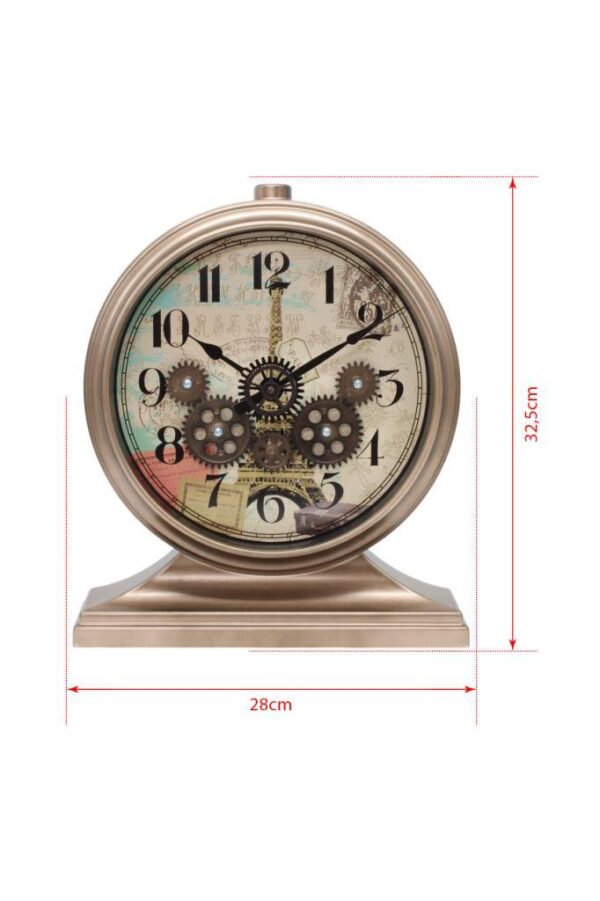 Efe Mark Premium Serisi Modern Kadranlı Döner Çarklı Klasik Rakamlı Ev ve Ofis Duvar / Masa Saati 32x28 Cm Bronz - Görsel 2