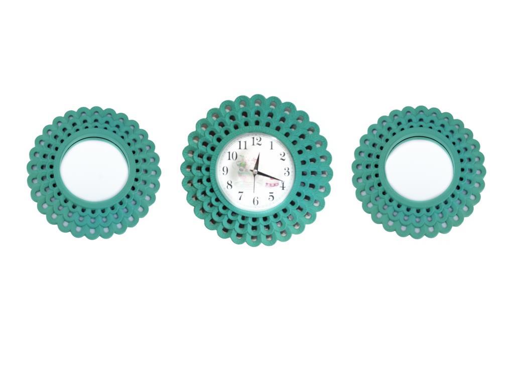 Galaxy 734 Serisi Modern Aynalı Set Klasik Rakamlı Ev ve Ofis Duvar Saati 35 Cm Turkuaz - Görsel 3