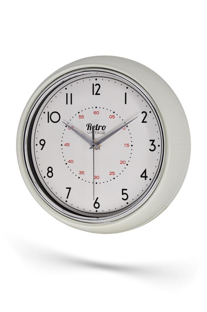 New-Max Premium Serisi Retro Tasarım Metal Kadranlı Bombeli Cam Özellikli Klasik Rakamlı Ev ve Ofis Duvar Saati 30 Cm Beyaz