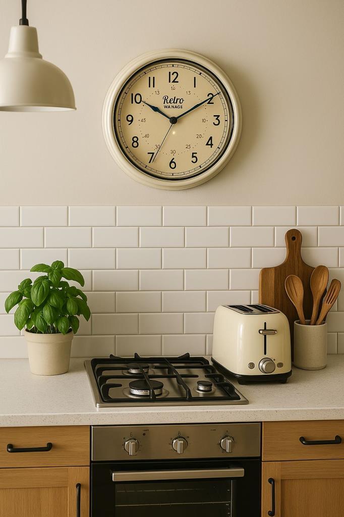 New-Max Premium Serisi Retro Tasarım Metal Kadranlı Bombeli Cam Özellikli Klasik Rakamlı Ev ve Ofis Duvar Saati 30 Cm Beyaz - Görsel 2